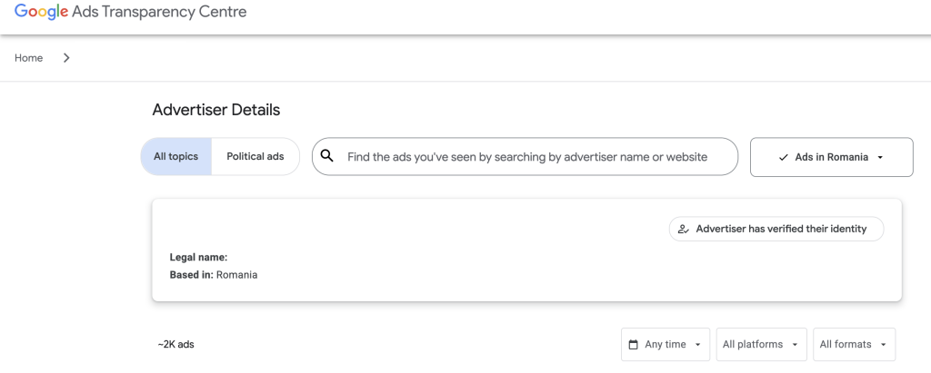 advertiser details