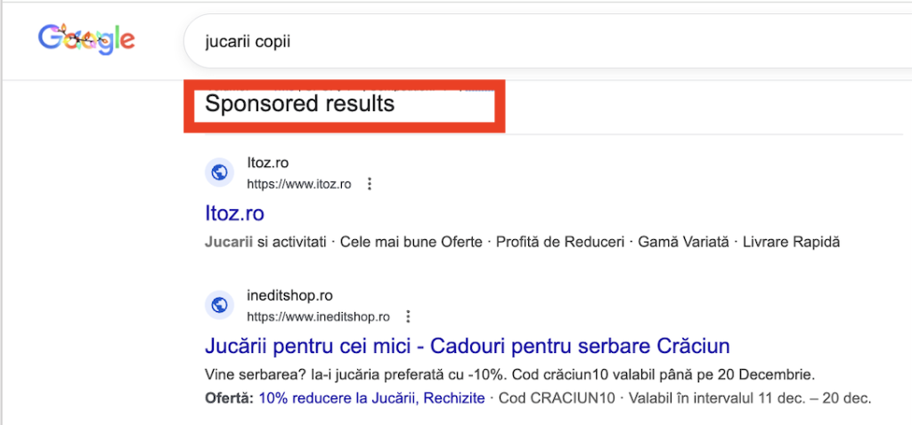 sponsored results