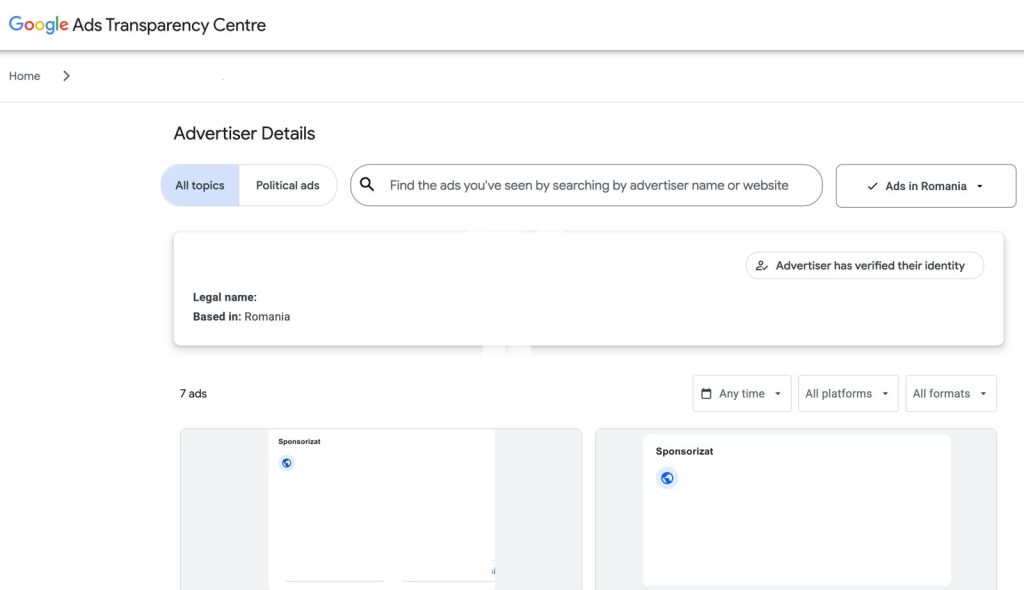 google ads transparency center