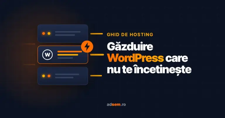 Server WordPress cu simbol de viteză și textul Găzduire WordPress care nu te încetinește