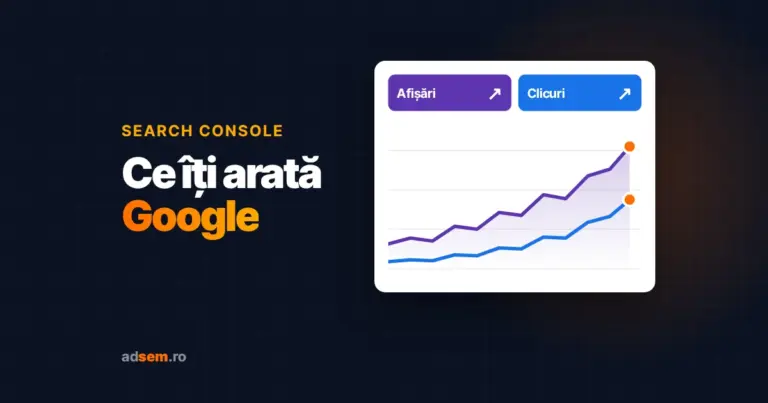 Grafic Search Console cu afișările și clicurile în creștere